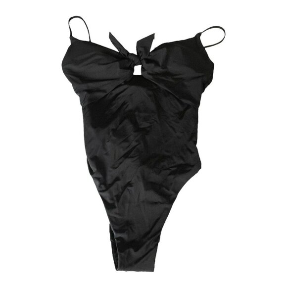 Trina Turk Size 6 Adjustable Black Knotted One Piece Swimsuit Bathing Suit NWT - Picture 4 of 9